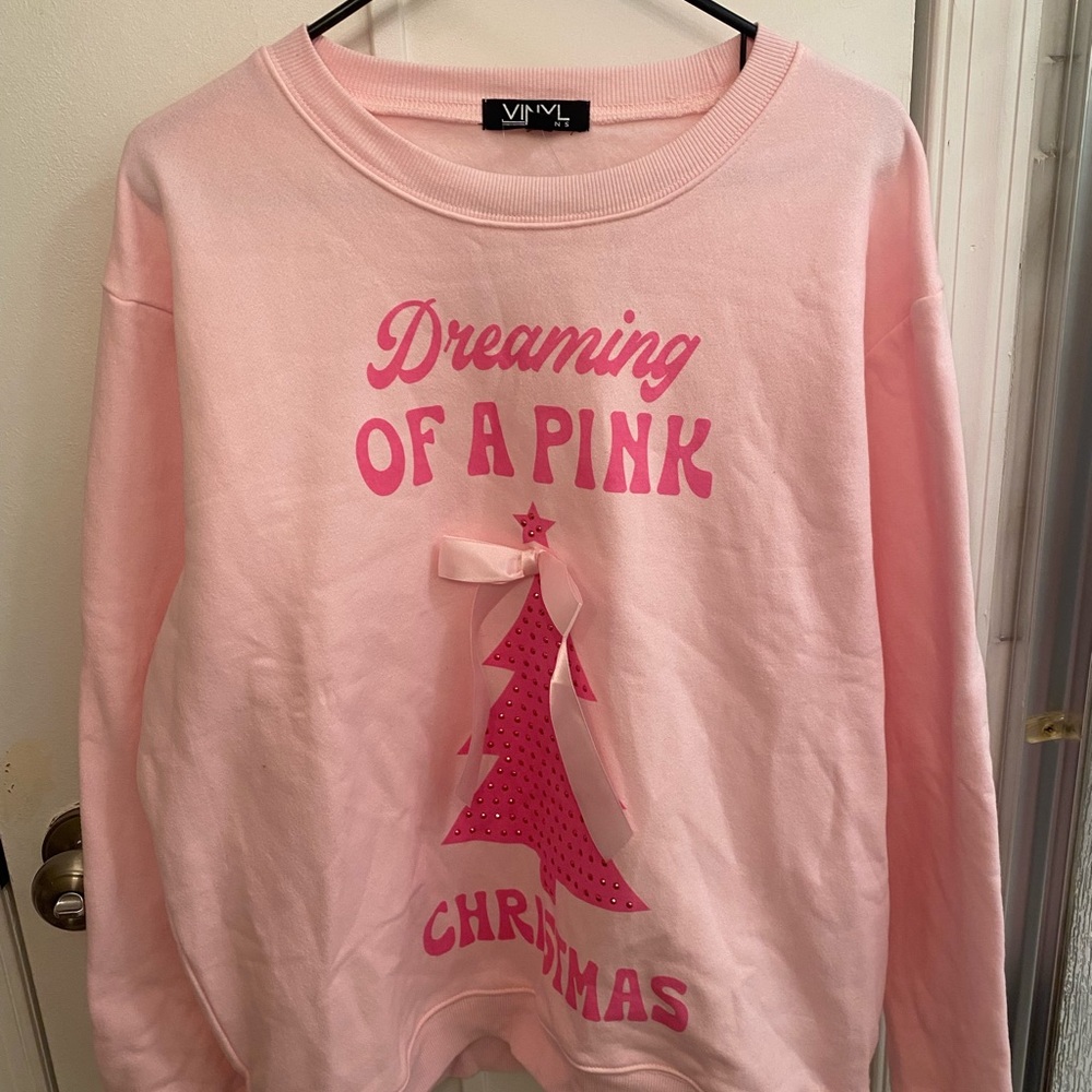 Viny Icon Pink Crew Neck Holiday Sweater